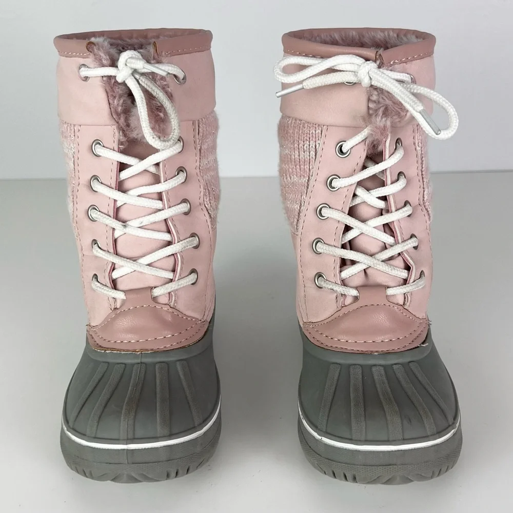 LONDON FOG PINK SPARKLY WARM LINED SNOWBOOTS - Picture 8 of 11